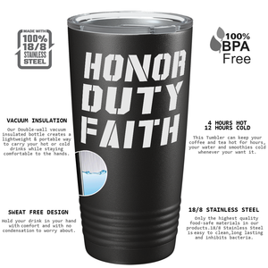Honor Duty Faith Police 20oz Black Police Tumbler