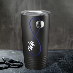 Police Wife Infinity Long 20oz Black Tumbler