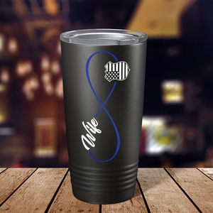 Police Wife Infinity Long 20oz Black Tumbler
