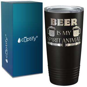 Beer is my Spirit Animal on Black 20oz Tumbler