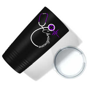 Doctors Stethoscope Purple Cross on Black 20oz Tumbler