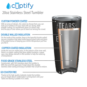 Tears of my Enemies on Black 20 oz Stainless Steel Ringneck Tumbler