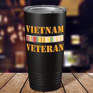 Vietnam Veteran on Black 20 oz Stainless Steel Tumbler