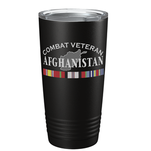 Combat Veteran Afghanistan on Black 20 oz Stainless Steel Tumbler