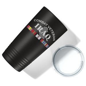 Combat Veteran Iraq on Black 20 oz Stainless Steel Tumbler