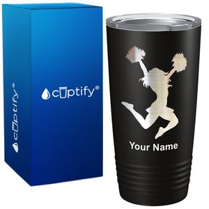 Personalized Cheerleader Pom Poms on 20oz Tumbler
