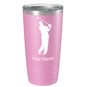 Golf Player Silhouette on Stainless Steel Golf Tumbler