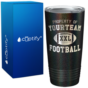 Personalized Property of Team Name Football on 20oz Tumbler