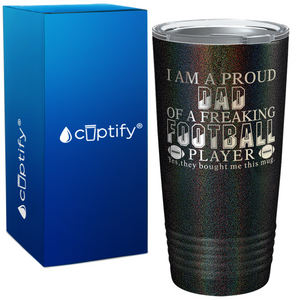 Proud Dad of a Football Player on 20oz Tumbler