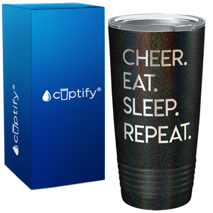 Eat Sleep Cheer Repeat on 20oz Tumbler