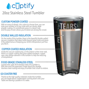 Tears of my Enemies on Black Glitter 20 oz Stainless Steel Ringneck Tumbler