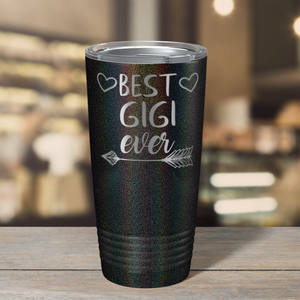 Best Gigi Ever on Black Glitter 20 oz Stainless Steel Ringneck Tumbler