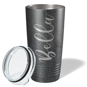 Cuptify Personalized on Black Glitter 20 oz Stainless Steel Ringneck Tumbler