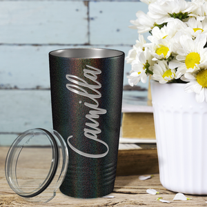Cuptify Personalized on Black Rainbow Glitter 20 oz Stainless Steel Ringneck Tumbler