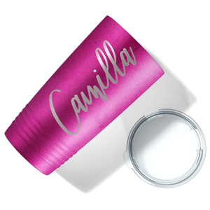 Cuptify Personalized on Hot Pink Glitter Glitter 20 oz Stainless Steel Ringneck Tumbler