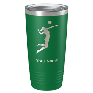 Personalized Volleyball Player Silhouette Laser Engraved on Stainless Steel Volleyball Tumbler