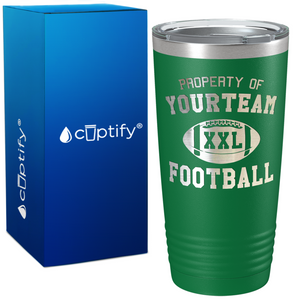 Personalized Property of Team Name Football on 20oz Tumbler