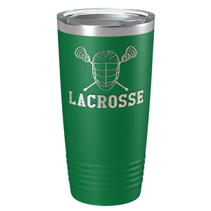 Lacrosse Mask and Sticks Laser Engraved on Stainless Steel Lacrosse Tumbler