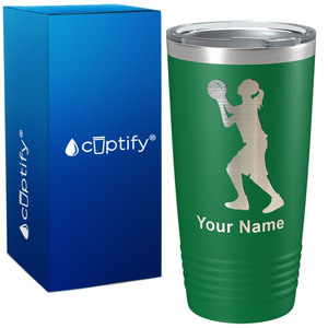 Personalized Girl Shooting Basketball on 20oz Tumbler