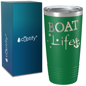 Boat Life on White 20 oz Stainless Steel Tumbler