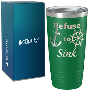 Refuse to Sink on White 20 oz Stainless Steel Tumbler