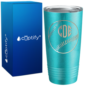 Personalized Baseball Monogram Design on 20oz Tumbler