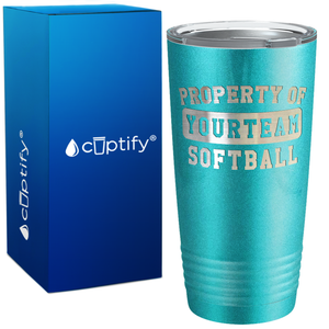 Personalized Property of Your Team Softball on 20oz Tumbler
