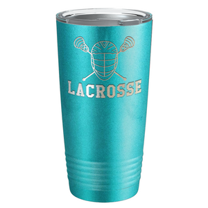Lacrosse Mask and Sticks Laser Engraved on Stainless Steel Lacrosse Tumbler