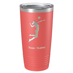 Personalized Volleyball Player Silhouette Laser Engraved on Stainless Steel Volleyball Tumbler