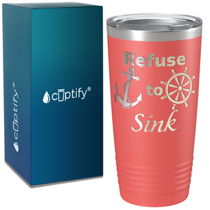 Refuse to Sink on White 20 oz Stainless Steel Tumbler