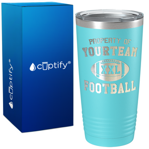 Personalized Property of Team Name Football on 20oz Tumbler
