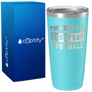 Personalized Property of Your Team Name Football on 20oz Tumbler