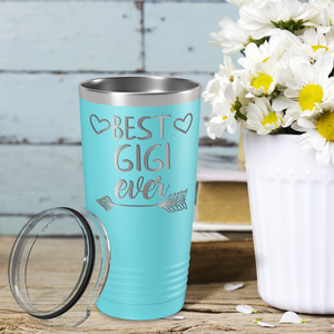 Best Gigi Ever on Lite Blue 20 oz Stainless Steel Ringneck Tumbler