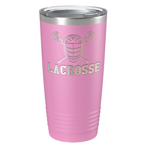 Lacrosse Mask and Sticks Laser Engraved on Stainless Steel Lacrosse Tumbler