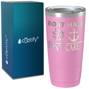 Boat Hair Don’t Care on White 20 oz Stainless Steel Tumbler
