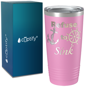 Refuse to Sink on White 20 oz Stainless Steel Tumbler