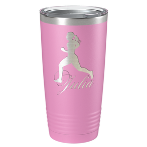 Personalized Running Women Silhouette Laser Engraved on Stainless Steel Cross Country Tumbler