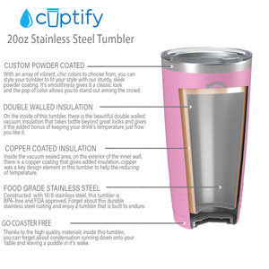 Cuptify Personalized on Blush 20 oz Stainless Steel Ringneck Tumbler