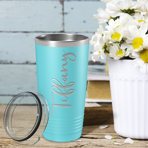 Cuptify Personalized on Lite Blue 20 oz Stainless Steel Ringneck Tumbler
