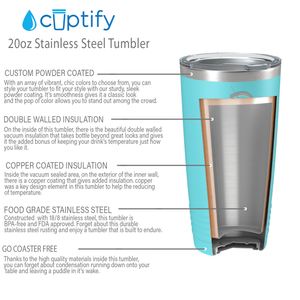 Cuptify Personalized on Lite Blue 20 oz Stainless Steel Ringneck Tumbler