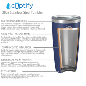 Cuptify Personalized on Navy Blue 20 oz Stainless Steel Ringneck Tumbler