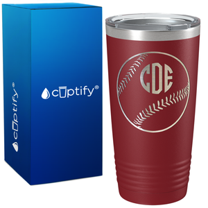 Personalized Baseball Monogram Design on 20oz Tumbler