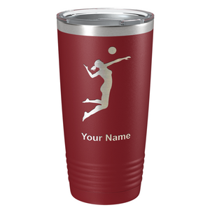 Personalized Volleyball Player Silhouette Laser Engraved on Stainless Steel Volleyball Tumbler