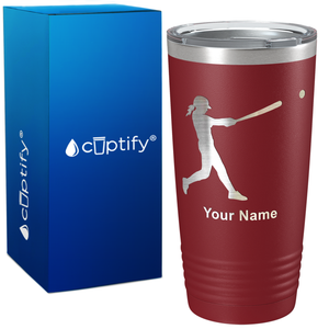 Softball Girl at Bat on 20oz Tumbler