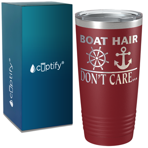 Boat Hair Don’t Care on White 20 oz Stainless Steel Tumbler