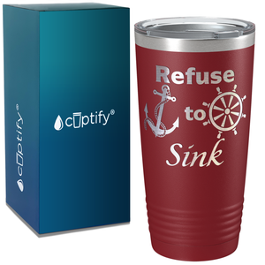Refuse to Sink on White 20 oz Stainless Steel Tumbler