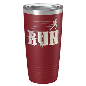 Run Laser Engraved on Stainless Steel Cross Country Tumbler