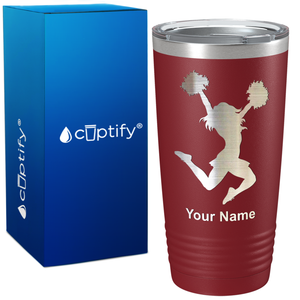 Personalized Cheerleader Pom Poms on 20oz Tumbler