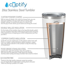 Cuptify Personalized on White 20 oz Stainless Steel Ringneck Tumbler