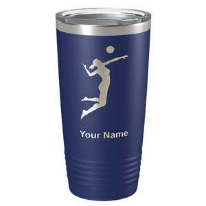 Personalized Volleyball Player Silhouette Laser Engraved on Stainless Steel Volleyball Tumbler